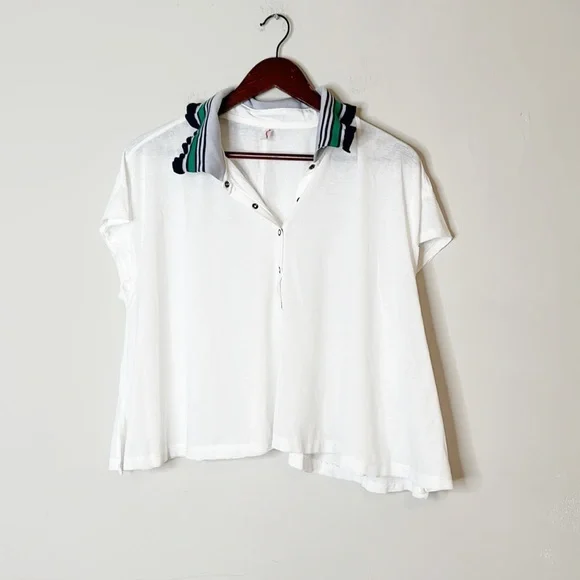 NWT Free People Movement Time Out White Polo t shirt crop float women size XS - Picture 4 of 6